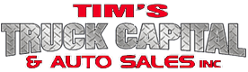 Tim's Truck Capital &amp; Auto Sales, Inc. logo with diamond plate texture on "TRUCK CAPITAL" text.