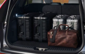 The trunk of a 2024 Honda CR-V filled with travel bags and suitcases near Orangeburg, South Carolina