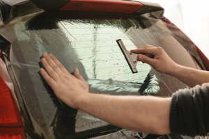 A car tine being put on at a Kia service center near Orangeburg, South Carolina.