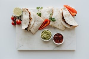 Top view of Mexican food from a restaurant near Orangeburg, SC