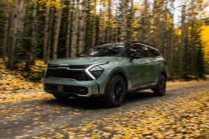 2023 Kia Sportage driving on a rural road near Orangeburg, SC.