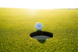 Golf ball on a course near Orangeburg, SC.