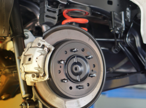 A brake system being serviced on a car near Orangeburg, SC