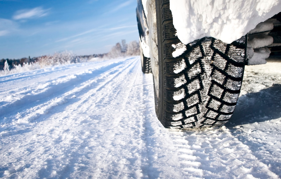 Winter tire in snowy conditions for Hyundai winter driving in Topeka KS