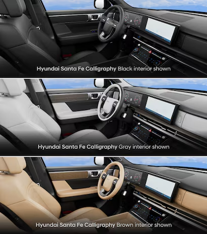  2026 Hyundai Santa Fe interior dashboard and three-row seating at McCarthy Hyundai of Lawrence KS