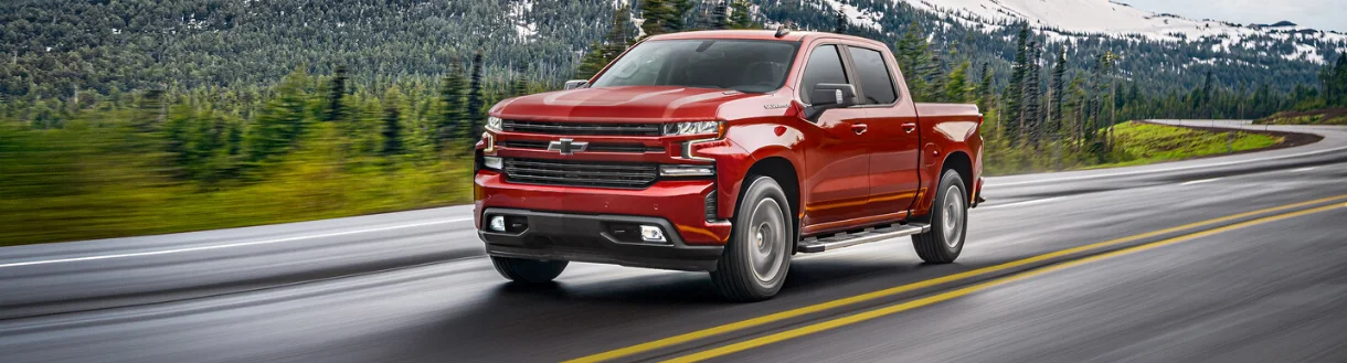 Red Chevrolet Silverado pick-up truck 