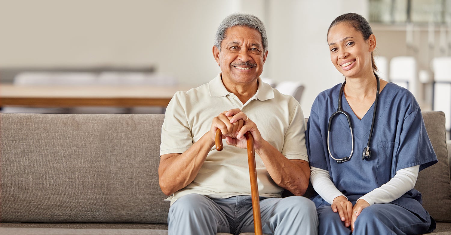 a nurse with a senior man