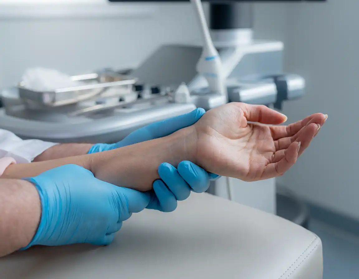 A person's wrist being examined