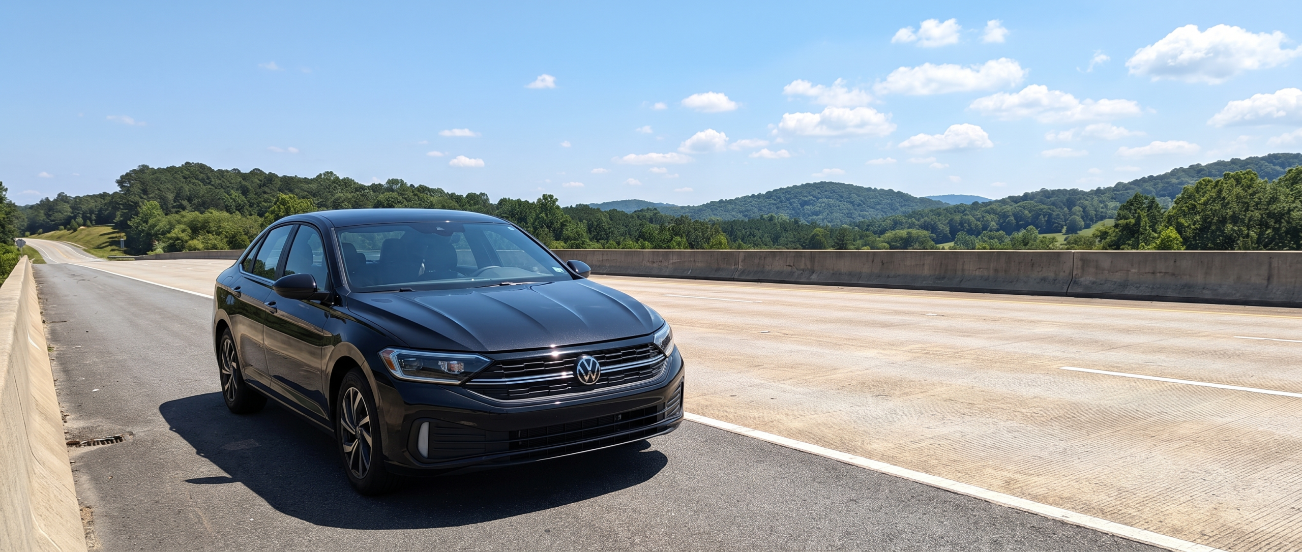 2026 Volkswagen Jetta on a sunny South Carolina highway overpass during summer