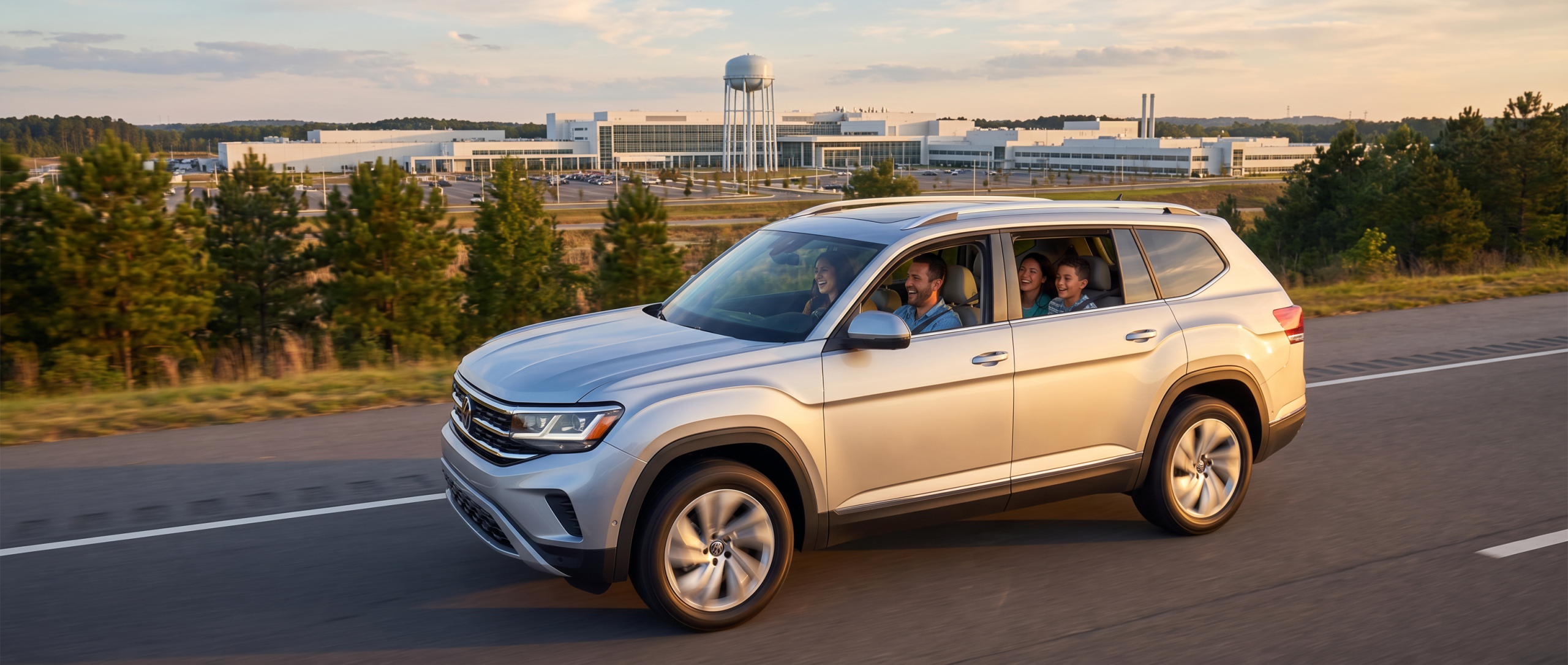 Volkswagen Atlas family SUV on I-85 near BMW plant in Spartanburg, SC