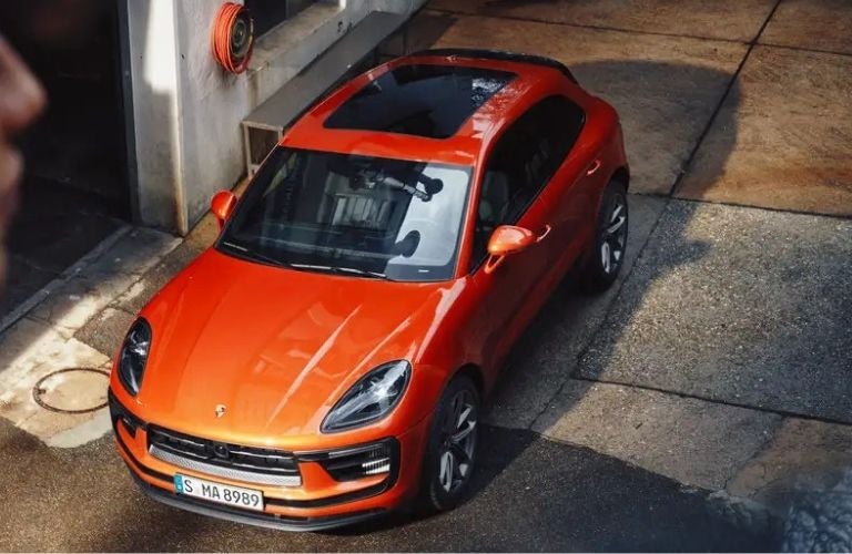 Top view of Porsche Macan car