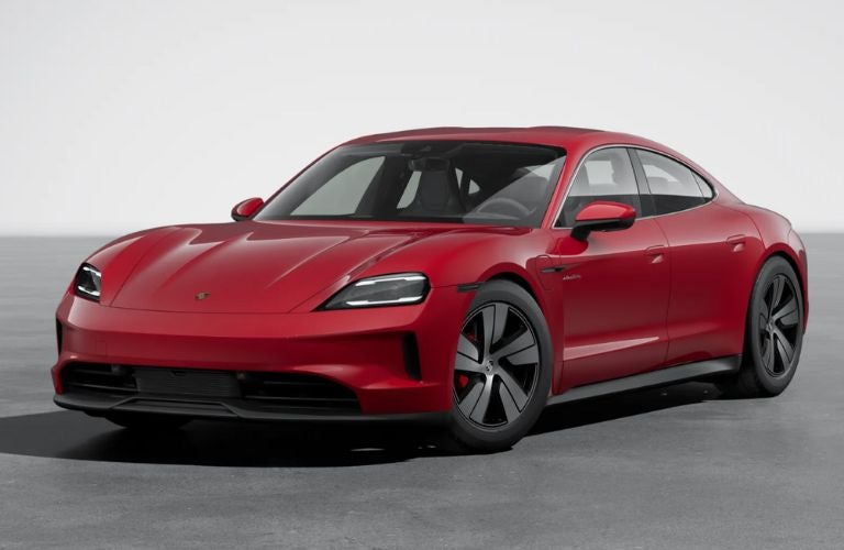 2025 Porsche Taycan 4S in Carmine Red color.