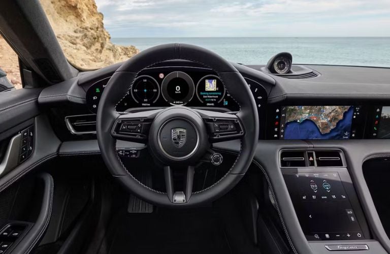 Dashboard view of the new Taycan.