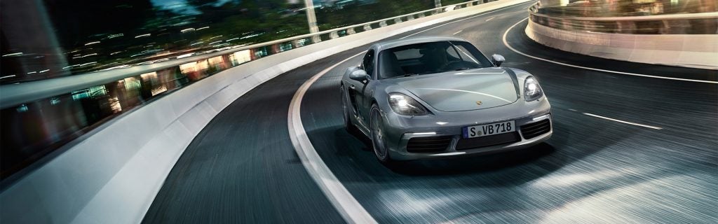 Silver Porsche 718 Cayman