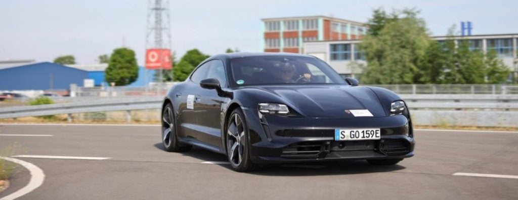 Porsche Taycan electric car on road