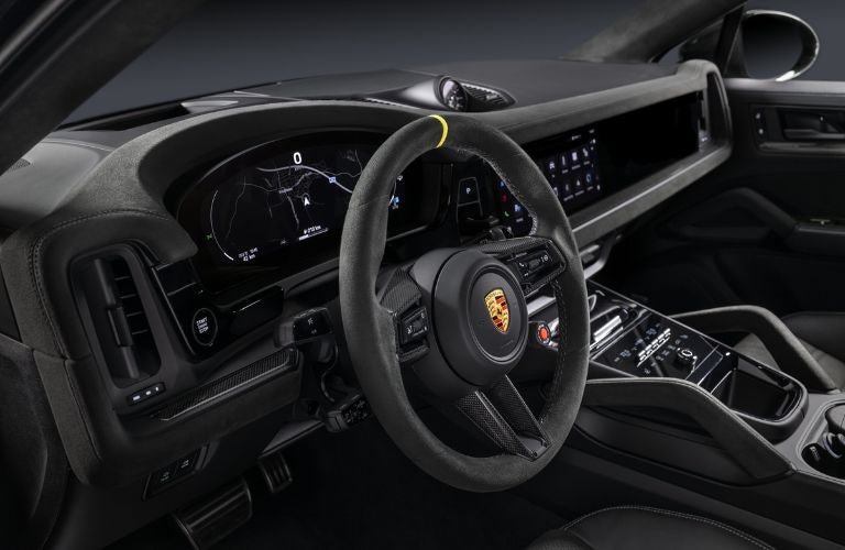 Interior of the Porsche car.