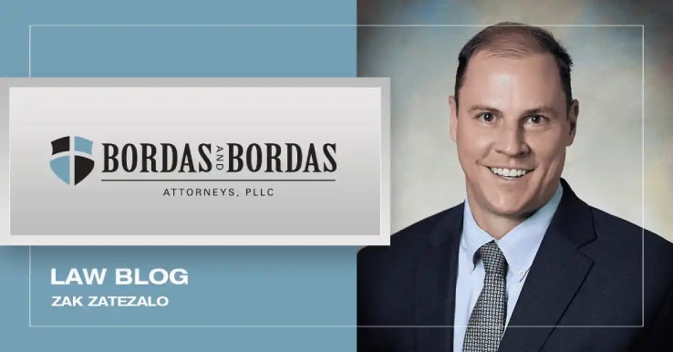 Law blog banner featuring Bordas and Bordas Attorneys logo alongside attorney Zak Zatezalo's professional headshot.