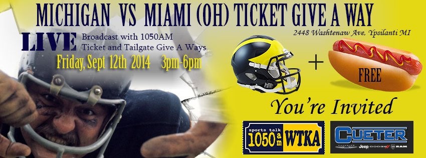 Michigan versus Miami football ticket giveaway banner