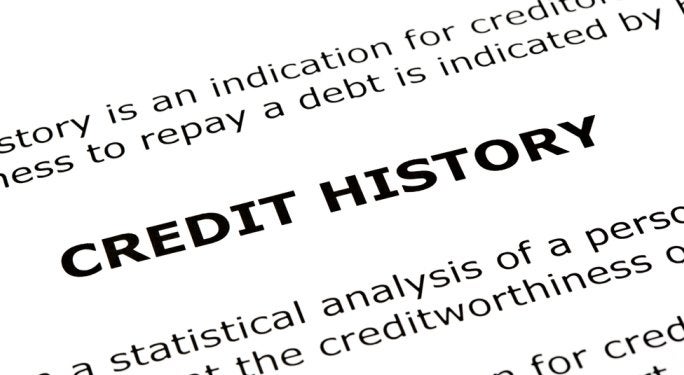 Close-up of a printed page about credit history