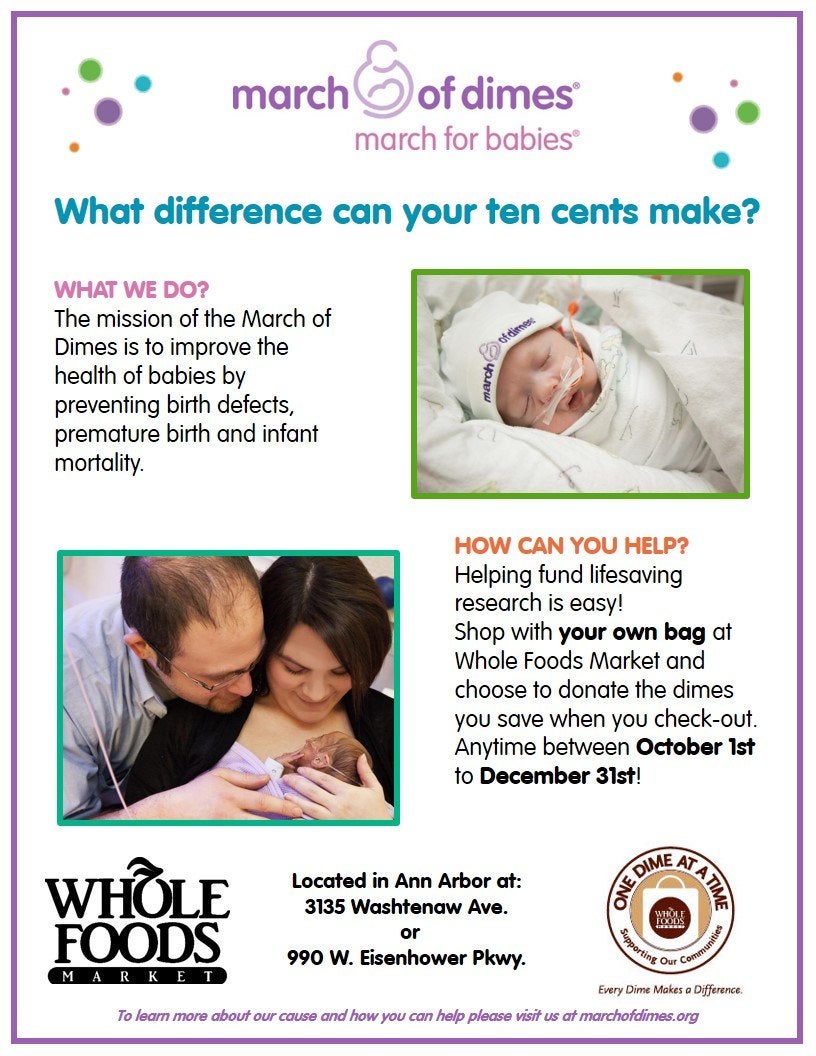 March of Dimes and Whole Foods fundraising flyer
