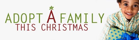 Adopt a Family This Christmas graphic with a child