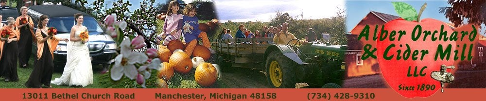 Banner for Alber Orchard and Cider Mill in Manchester, Michigan
