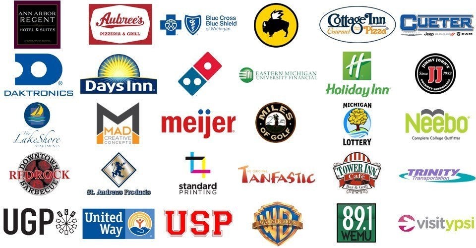 Eastern Michigan University corporate partners logo board