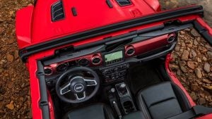 Overhead view of an open-top 2018 Jeep Wrangler