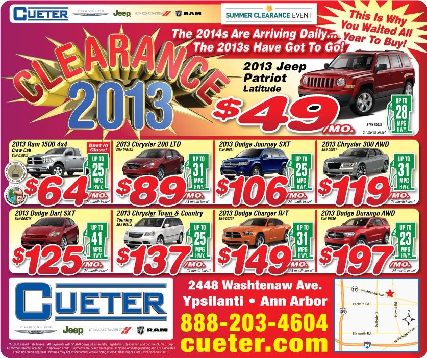 August clearance sale flyer with monthly payment offers