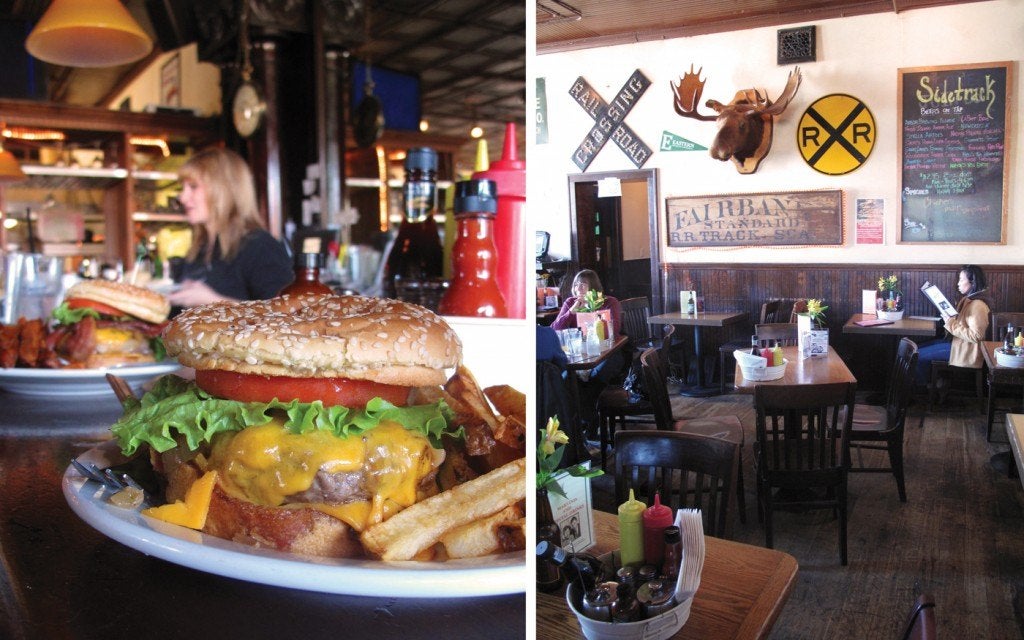 Burger and fries at Sidetrack Bar and Grill