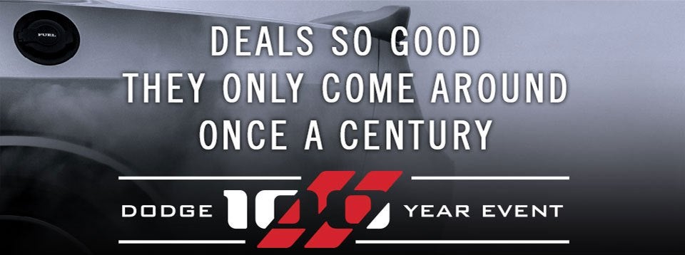 Dodge 100 Year Event banner reading Deals so good they only come around once a century