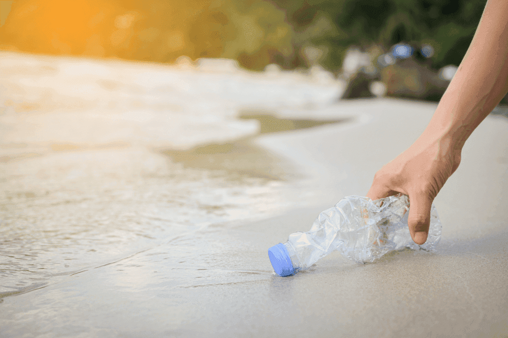 Cleaning Up Plastic at Beach