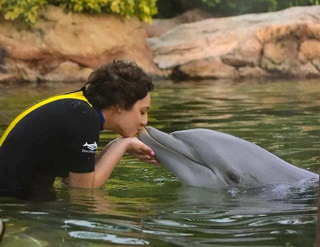 Angelina with dolphin