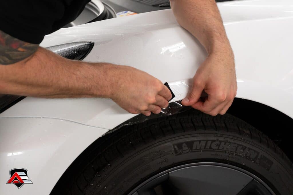Ceramic coating is installed by a professional technician.