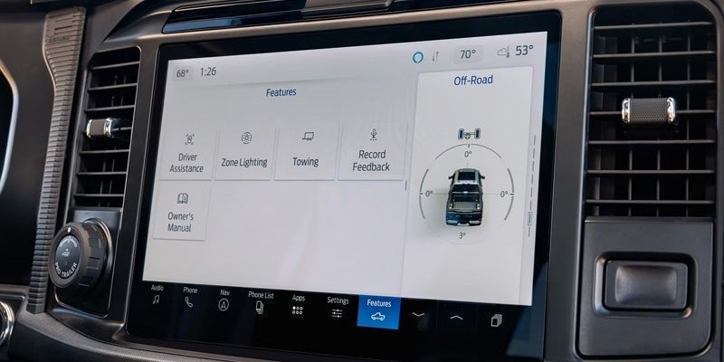 2026 Ford F-150 touchscreen showing off-road drive features