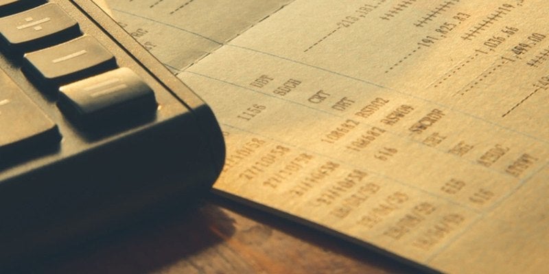 Calculator resting on a finance document