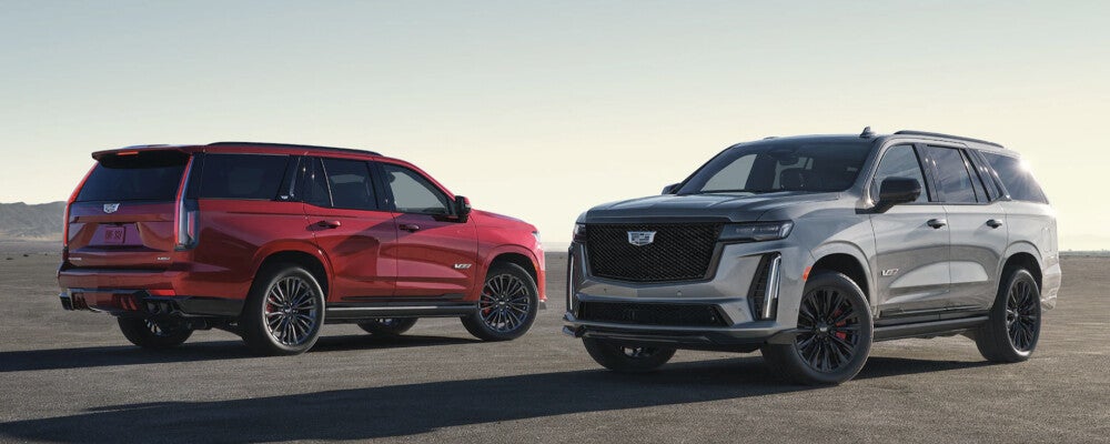 2023 Cadillac Escalade-V models parked side-by-side