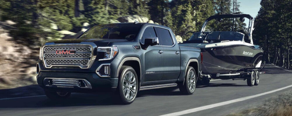 2022 GMC Sierra towing a boat