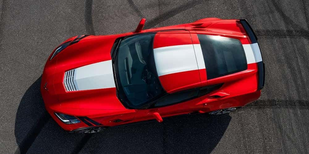 Overhead view of a red sports car