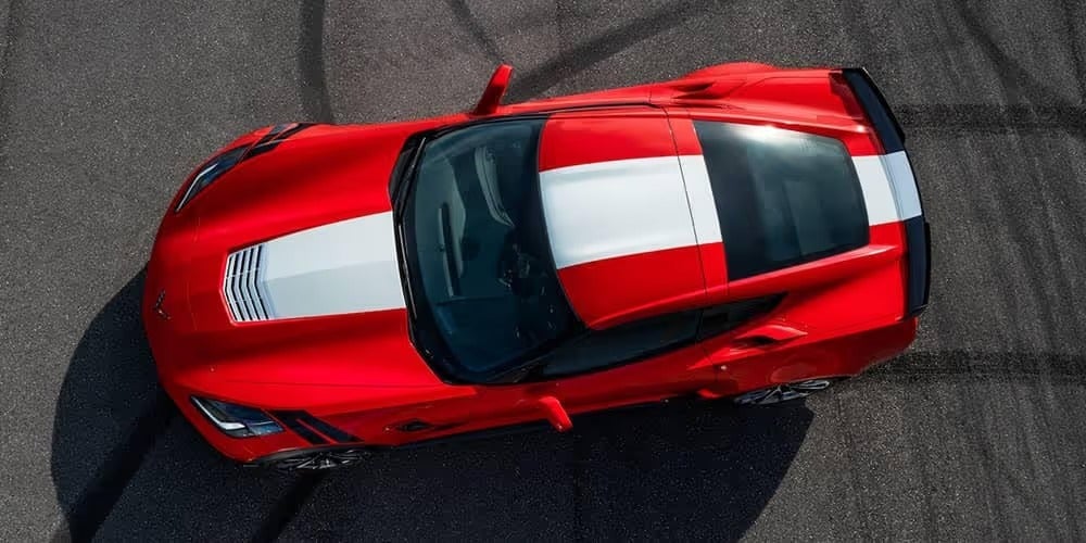 Overhead view of Chevrolet Corvette sports car