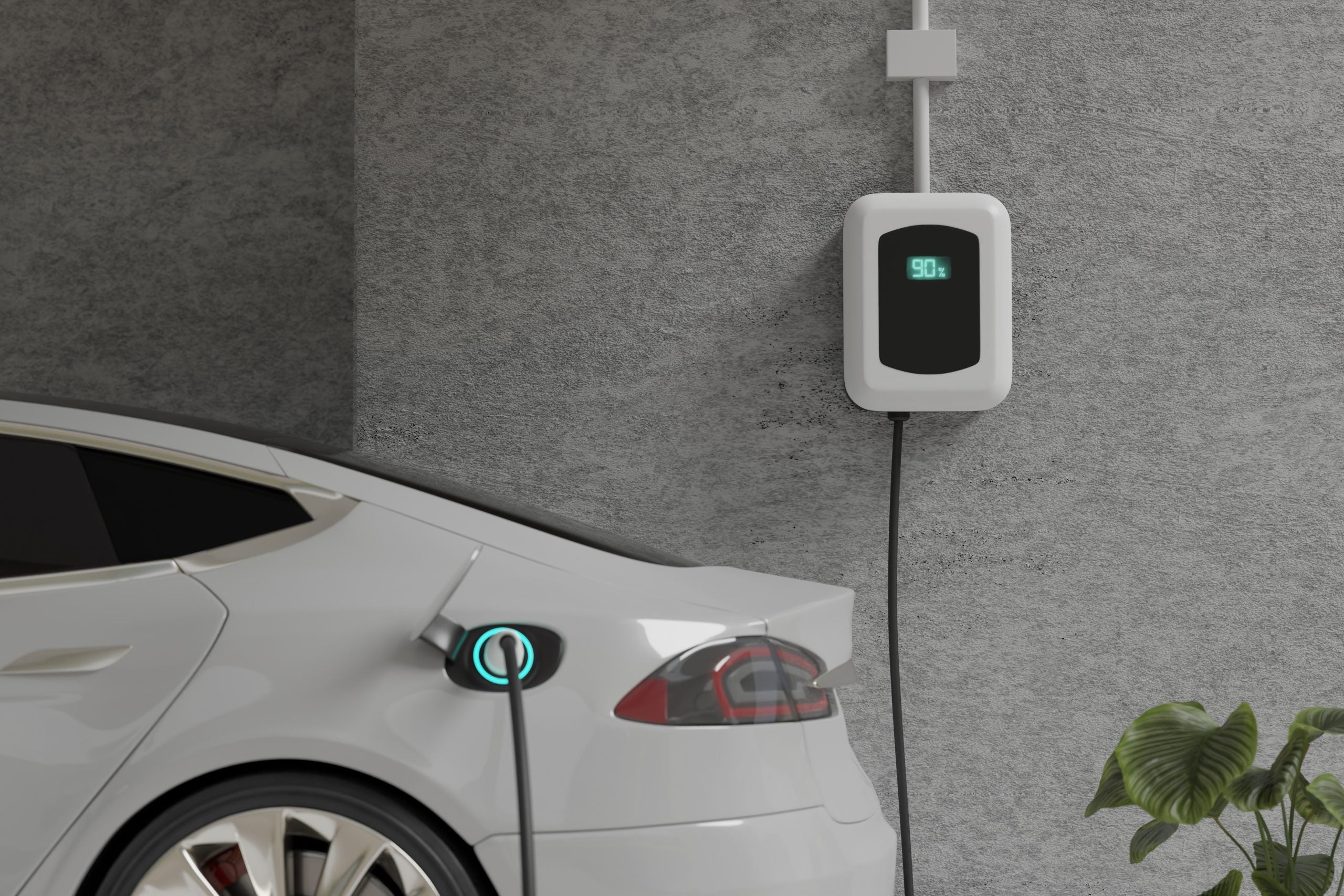 Electric car charging at home station