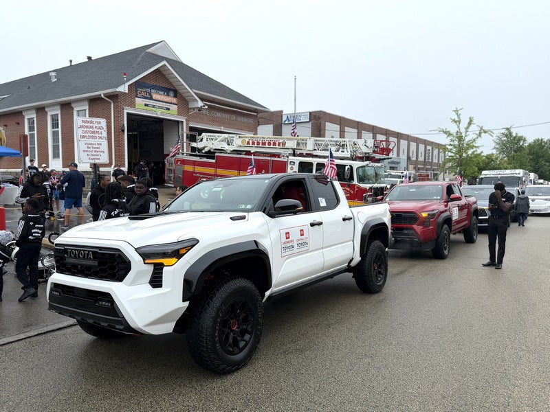 Ardmore Toyota and Central City Toyota trucks participating in the Ardmore Memorial Day Parade on Monday, May 25, 2026 in Ardmore, PA, honoring U.S. servicemembers