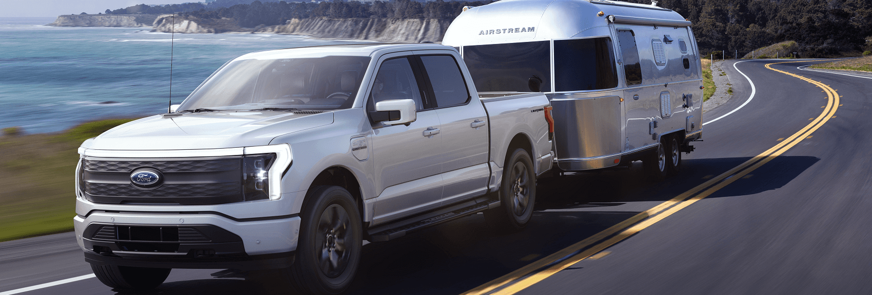 Ford F-150 Lightning Towing an Airstream