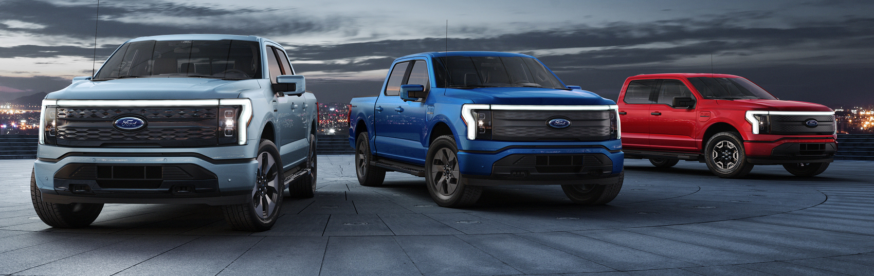 Lineup of Ford F-150 Lightning models