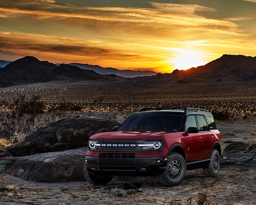 Ford Bronco in desert sunset