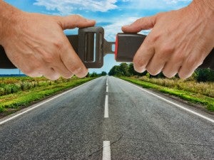 safety belt on the background of the road