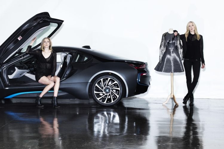 FELDER AND FELDER AND THE BMW i8 LONDON FASHION WEEK SEPT 2016 PHOTOGRAPHER NEALE HAYNES