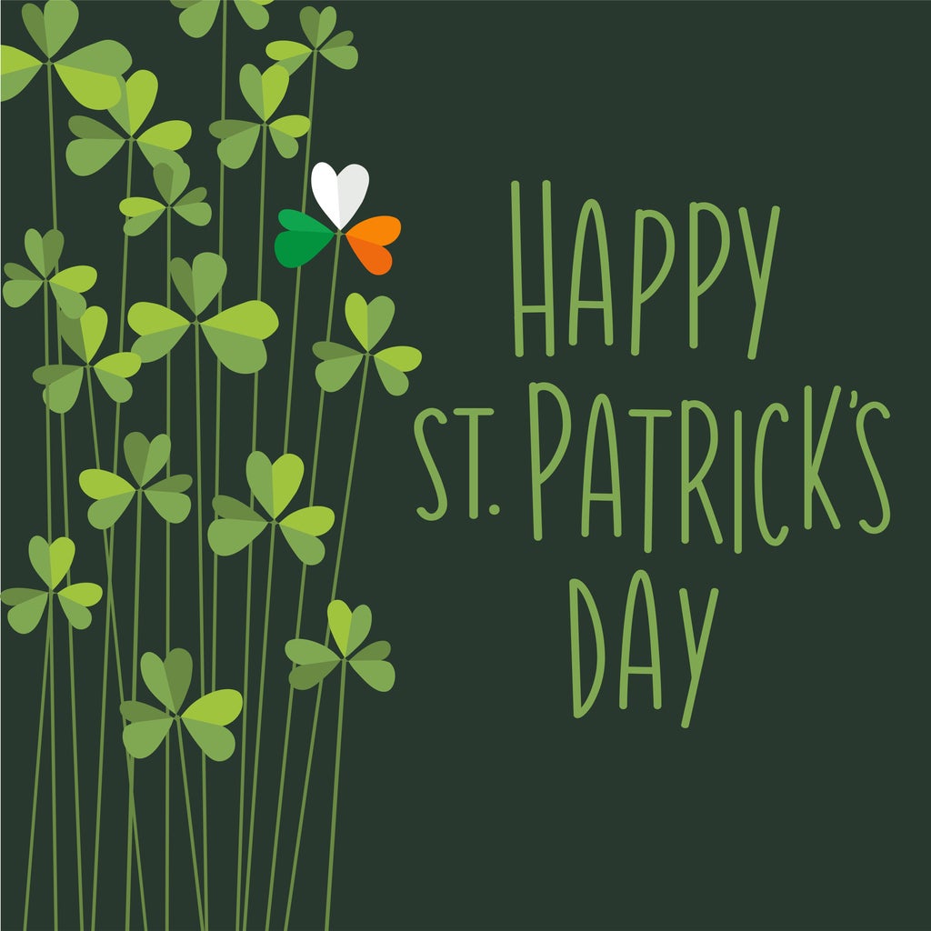 St. Patrick's Day template design with tall Shamrocks for banners, social media, posters