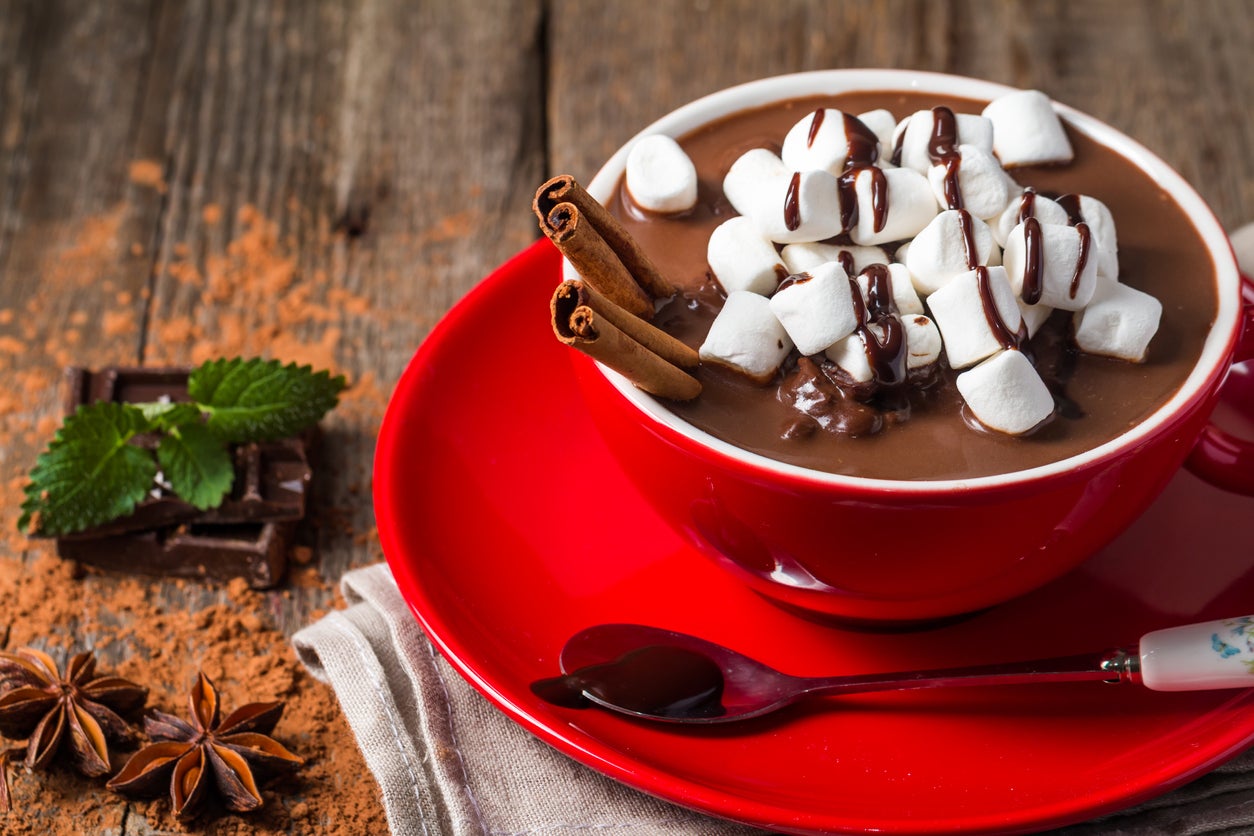 Red cup of hot chocolate