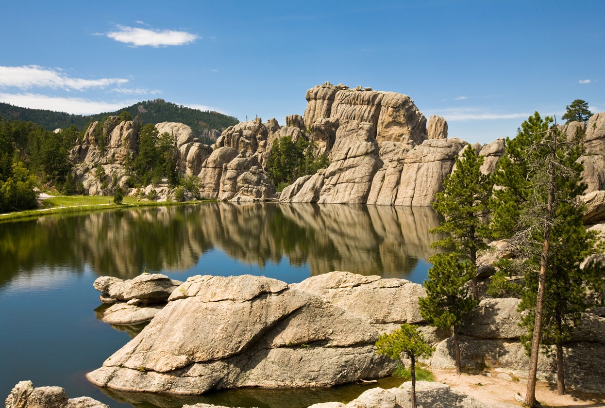 Rocky hills by a lake, Black Hills, South Dakota